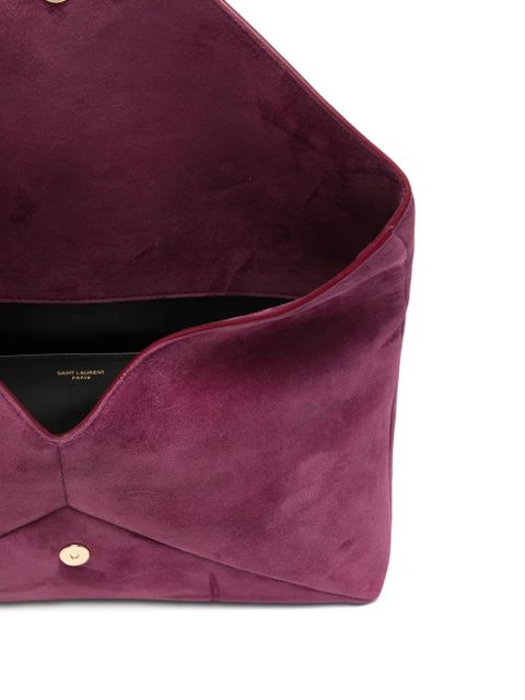 Saint Laurent logo-plaque clutch bag - Purple