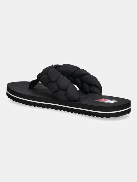 Tommy Jeans japonki BRAIDED THONG BEACH SANDAL damskie kolor czarny na płaskim obcasie EN0EN02877 - zdjęcie produktu nr 2
