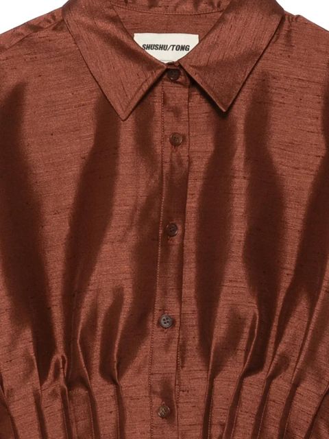 SHUSHU/TONG pleated-waist shirt - Brown