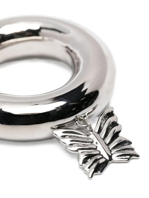 Blumarine butterfly charm hoop earrings - Silver