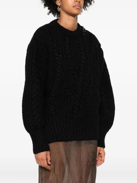 Simone Rocha embellished cable-knit sweater - Black - zdjęcie produktu nr 2