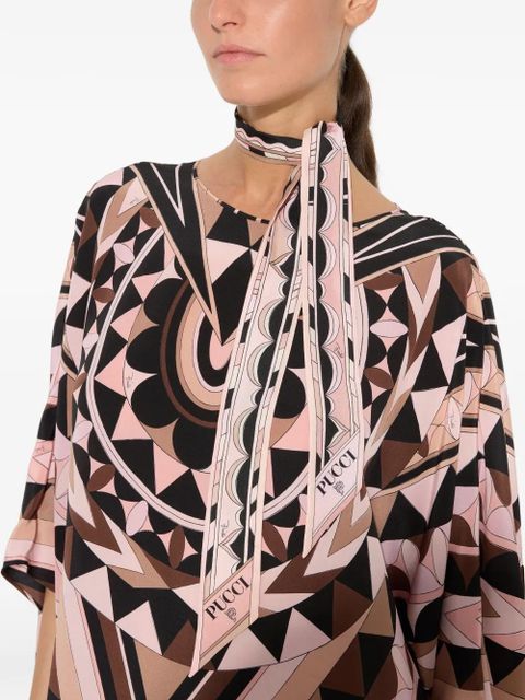 PUCCI mixed print twill scarf - Pink