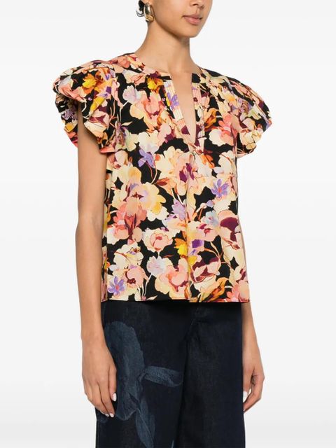Ulla Johnson Abril SL floral-print blouse - Black