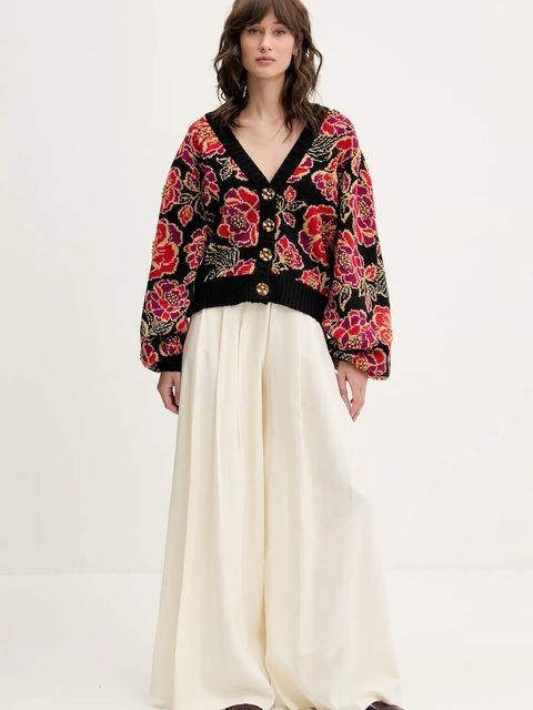 Farm Rio kardigan z domieszką wełny kolor czarny ciepły 328846 - zdjęcie produktu nr 2