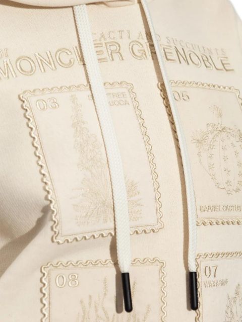 Moncler Grenoble plant-patterned cotton hoodie - Neutrals