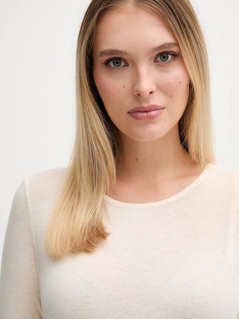 Mos Mosh sweter wełniany damskie kolor beżowy lekkie 168080