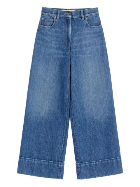 Valentino Garavani cuffed v-motif cropped jeans - Blue - zdjęcie produktu nr 1