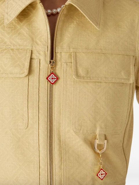 Casablanca monogram zip-front mini dress - Yellow