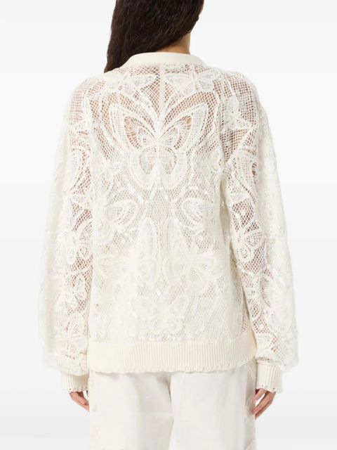 Blumarine butterfly-applique cardigan - White