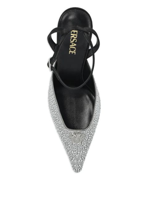 Versace 85mm Crystal La Medusa slingback pumps - Silver