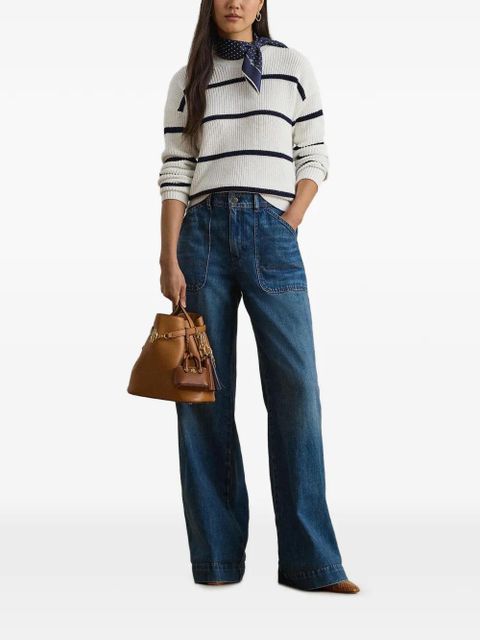 Lauren Ralph Lauren striped ribbed-knit sweater - White