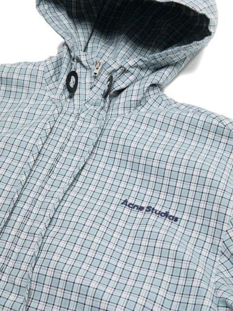 Acne Studios check-pattern hooded jacket - Blue