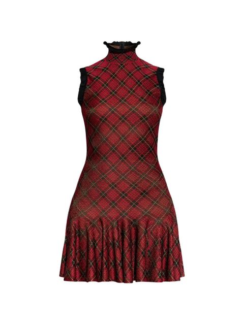 Alexander McQueen ruffled tartan mini dress - Red - zdjęcie produktu nr 1