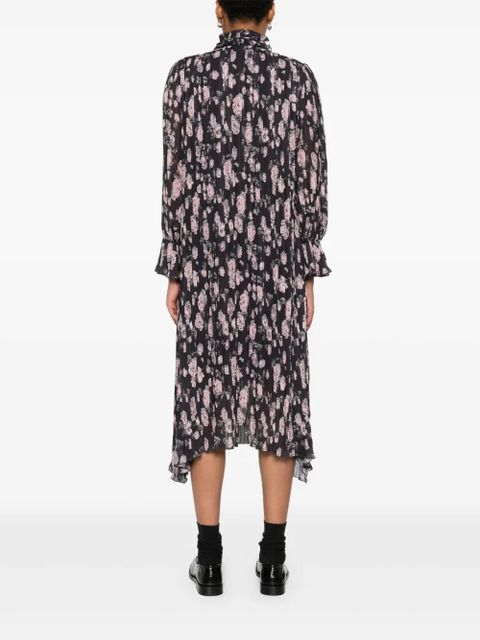 GANNI flora-printed georgette dress - Black