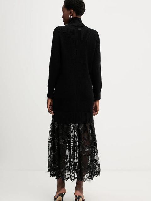 ERMANNO Firenze sukienka z dodatkiem wełny kolor czarny maxi prosta 57TQ013E56