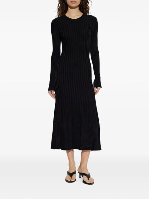 AMI Paris ribbed-knit long-sleeve midi dress - Black