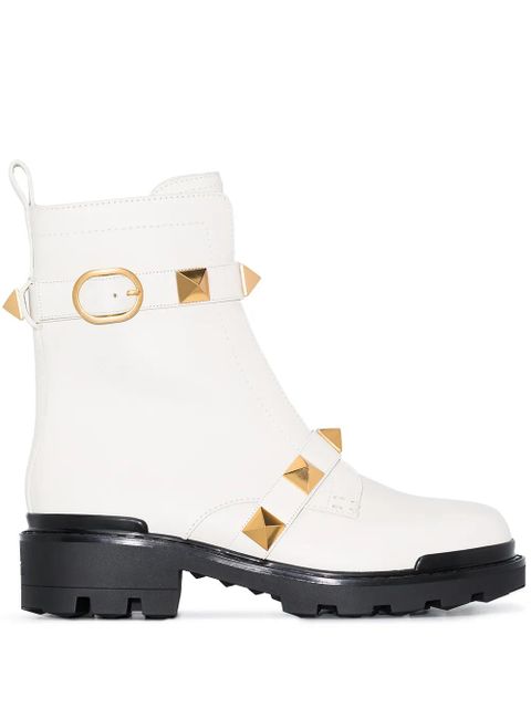 Valentino Garavani Roman Stud biker boots - White - zdjęcie produktu nr 1