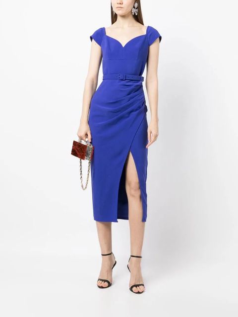 Self-Portrait sweetheart-neck midi-dress - Blue