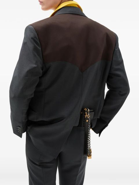 Versace colour block wool blazer - Grey