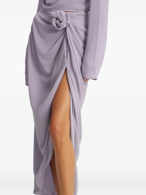 ROTATE BIRGER CHRISTENSEN knot-embellished crepe skirt - Purple
