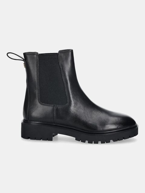 Lauren Ralph Lauren sztyblety skórzane Allyson damskie kolor czarny na płaskim obcasie 802967818001