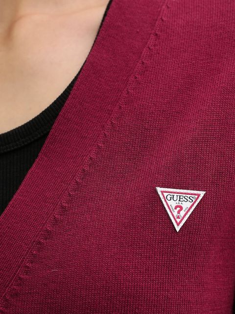 Guess Jeans kardigan z domieszką wełny kolor bordowy lekki W4BR16 Z3HO2