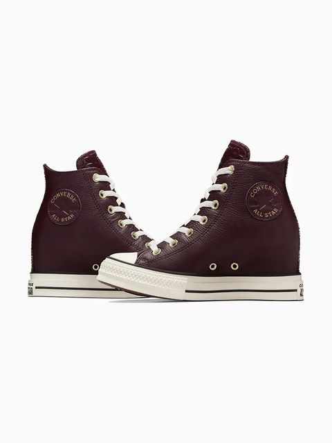 Converse trampki skórzane Chuck Taylor All Star Wedge damskie kolor brązowy A12349C