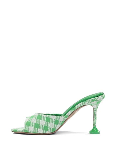 Aquazzura check-pattern open-toe mules - Green
