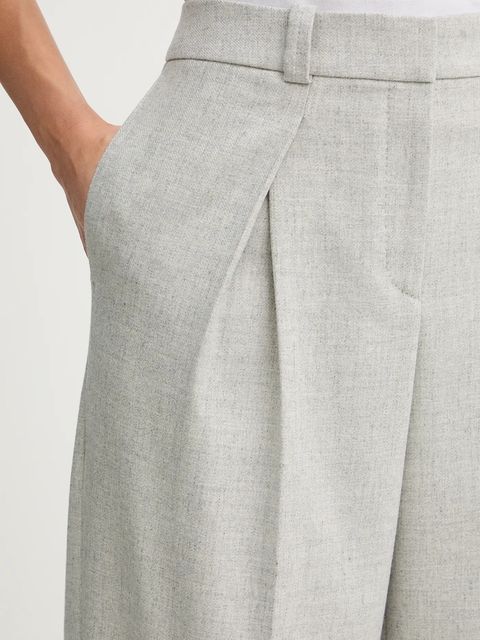 BOSS Orange spodnie z dodatkiem wełny damskie kolor szary proste high waist 50547679