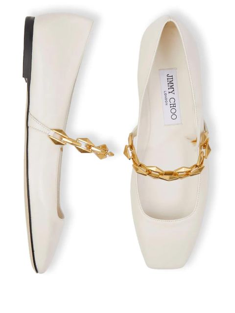 Jimmy Choo Diamond Tilda leather ballerina shoes - White