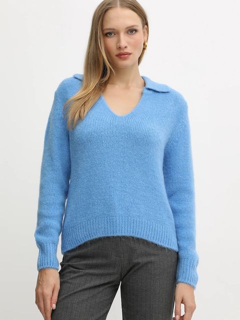 Morgan sweter z domieszką alpaki damski kolor niebieski lekki MCLO - zdjęcie produktu nr 1