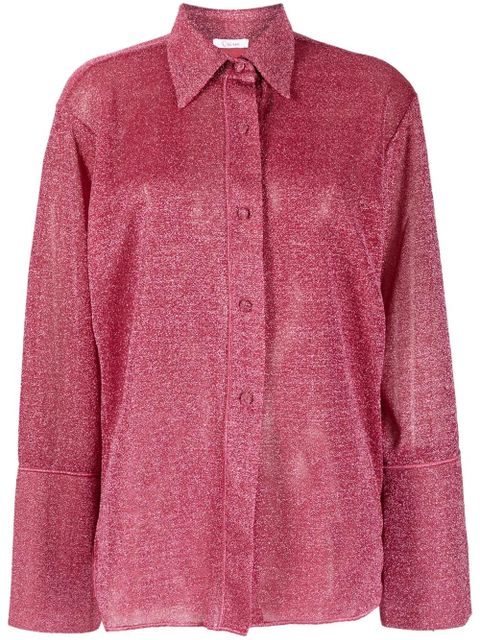 Oséree Lumière Lurex buttoned blouse - Red - zdjęcie produktu nr 1