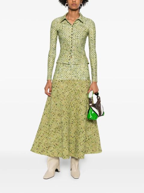 Diesel tweed-textured flared midi skirt - Green