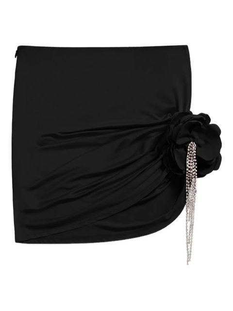 AREA crystal-embellished draped mini skirt - Black - zdjęcie produktu nr 1
