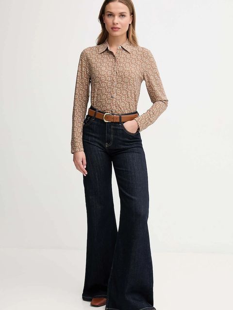 Lauren Ralph Lauren koszula damska kolor beżowy regular z kołnierzykiem klasycznym 200980178