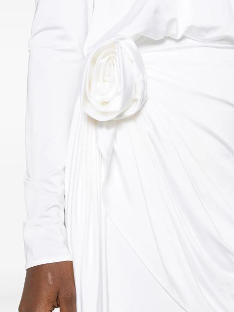 Magda Butrym floral-appliqué draped minidress - Neutrals