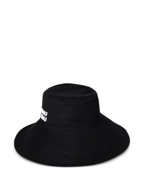 Miu Miu Drill wide-brim bucket hat - Black - zdjęcie produktu nr 1