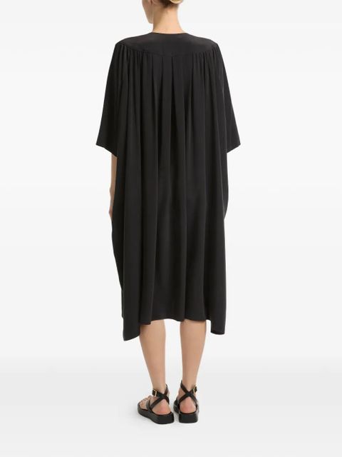 Yves Salomon V-neck tie silk midi dress - Black