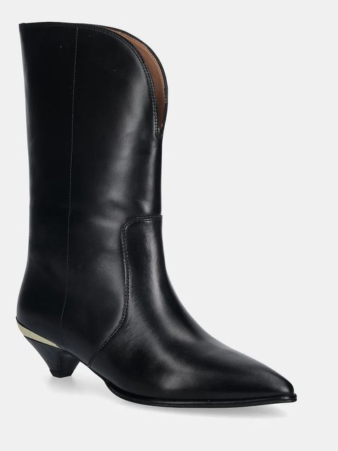 Love Moschino botki skórzane kolor czarny na małym obcasie JA24363G0NIA0000