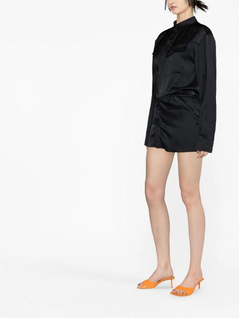 Off-White ruched asymmetric shirt dress - Black