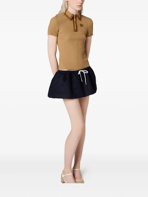Miu Miu ribbed trimmed polo sweater - Brown - zdjęcie produktu nr 2