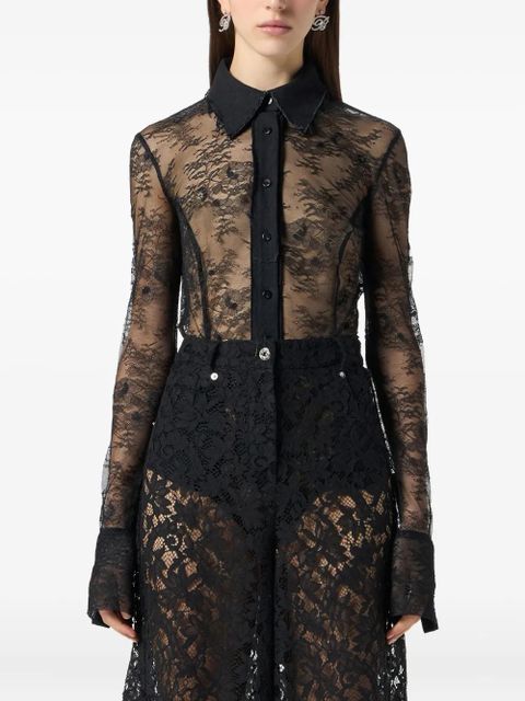Blumarine lace-panelled shirt bodysuit - Black