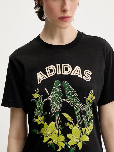 adidas t-shirt bawełniany x Farm Rio damski kolor czarny JV8609