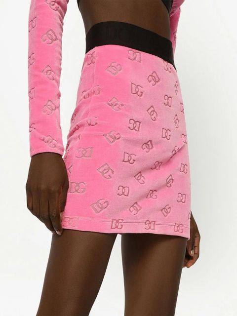 Dolce & Gabbana DG-logo flocked miniskirt - Pink