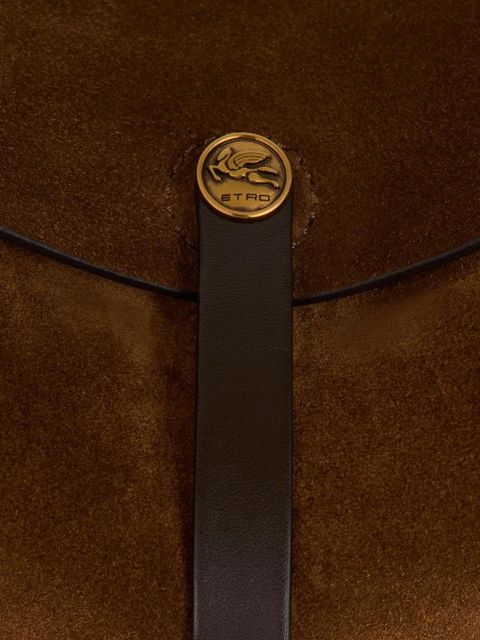 ETRO Pony floral-embroidery suede medium shoulder bag - Brown