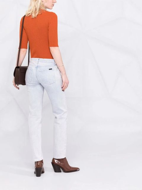 Saint Laurent bleached cropped jeans - Purple