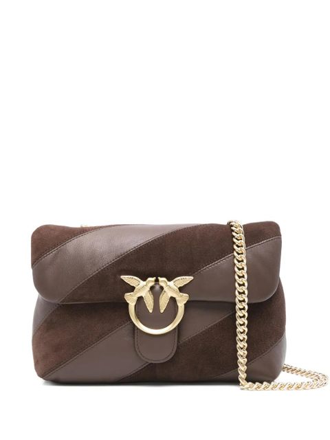 PINKO Love leather-suede diagonal-stripe shoulder bag - Brown - zdjęcie produktu nr 1