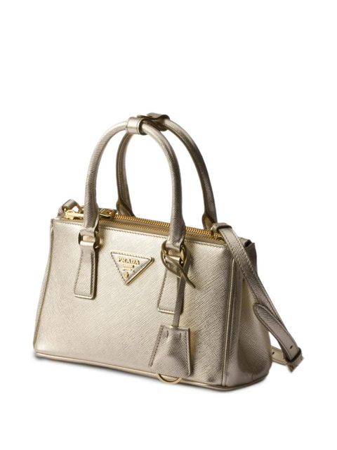 Prada mini Galleria leather triangle-logo tote bag - Gold