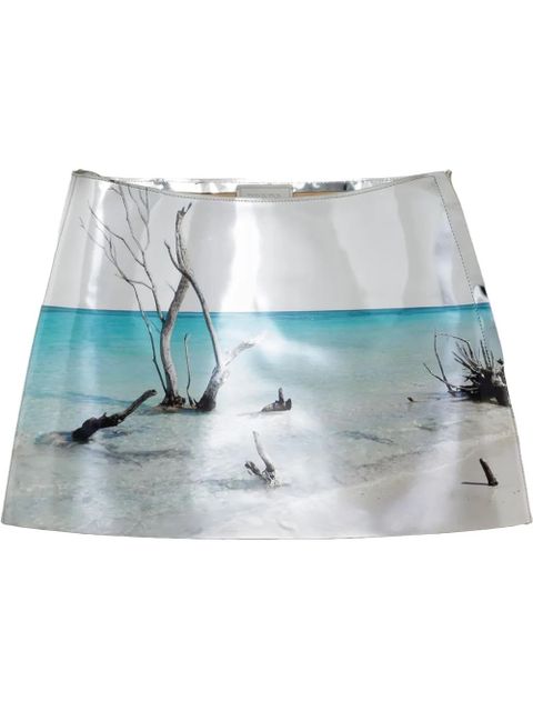 Prada high-shine leather mini skirt - Silver - zdjęcie produktu nr 1