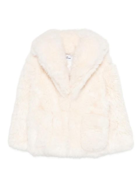 Self-Portrait wide-lapel faux-fur coat - White - zdjęcie produktu nr 1